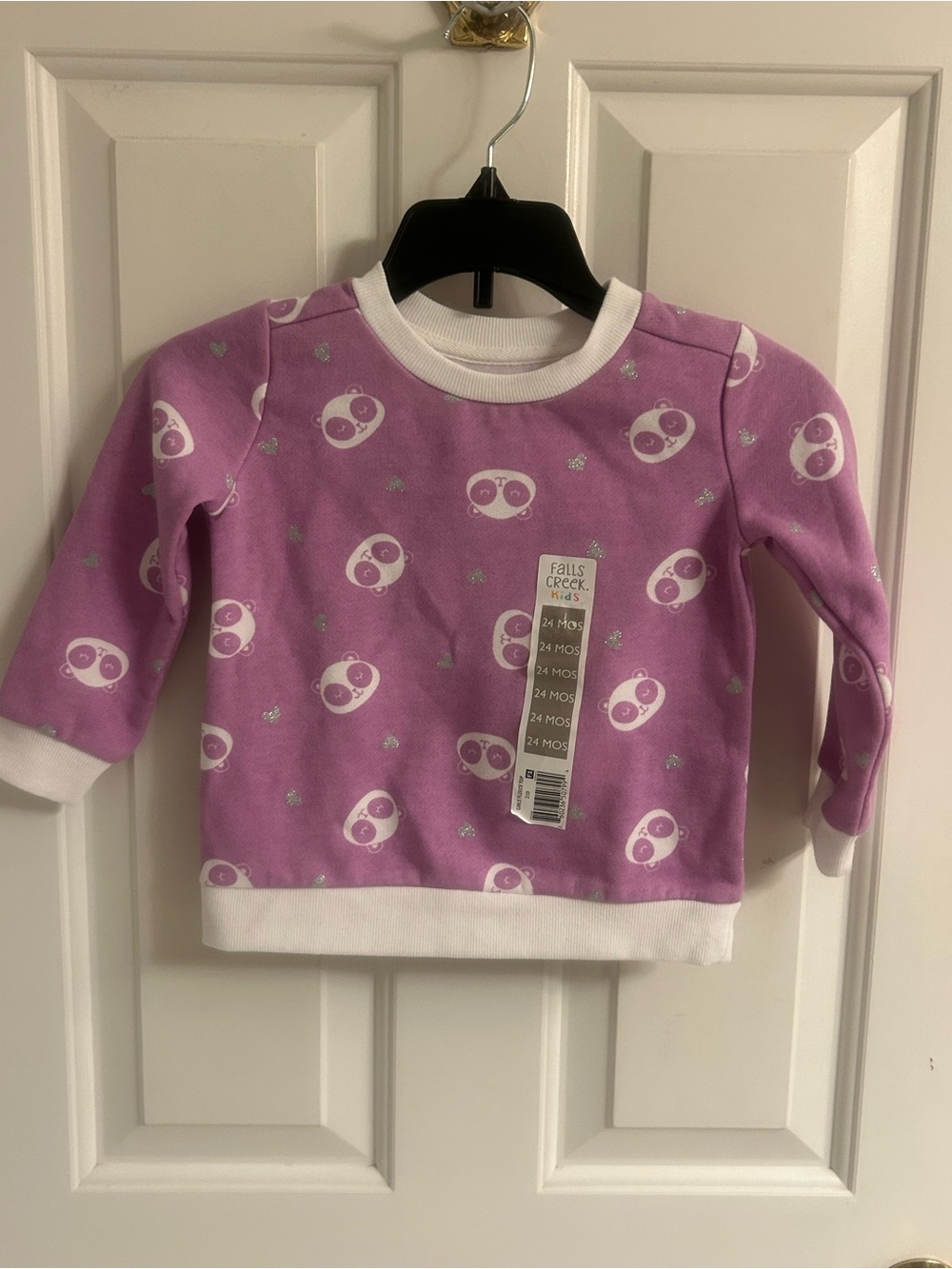 NWT-Girls Falls Creek Lavender Panda Print Long-Sleeve Top